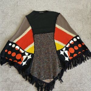 Chic 70’s Style Multicolor Poncho